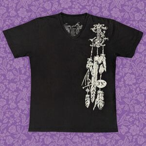 2000s IVEZ Black Grunge Y2K Dreamcatcher Vulture Graphic Tee | Size XL
